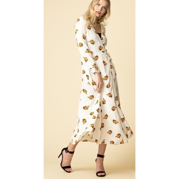 Ganni Roseburg Crepe Wrap Maxi Dress Womens Size 8 M US 38 EU REPAIRS $495 - Picture 1 of 16